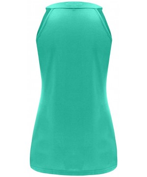 Baby Dolls & Chemises Women Solid Fitness Sport Sleeveless Pocket Shirts Tank Tops Vest T-Shirt Blouse - Mint Green - CZ197RR...