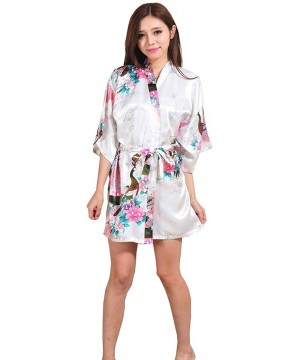 Robes Wedding Bride Bridesmaid Robe Floral Bathrobe Short Kimono Robe Night Robe Bath Robe Fashion Dressing Gown - As the Pho...