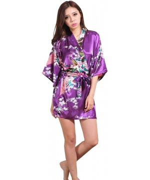 Robes Wedding Bride Bridesmaid Robe Floral Bathrobe Short Kimono Robe Night Robe Bath Robe Fashion Dressing Gown - As the Pho...