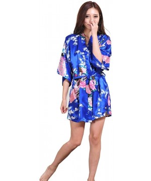 Robes Wedding Bride Bridesmaid Robe Floral Bathrobe Short Kimono Robe Night Robe Bath Robe Fashion Dressing Gown - As the Pho...