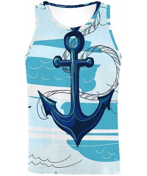 Undershirts Men's Muscle Gym Workout Training Sleeveless Tank Top Anchor and Hibiscus - Multi10 - CB19DLNMDST