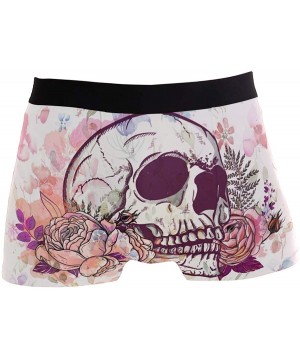 Boxer Briefs Mens No Ride-up Underwear Japanese Food Ramen Noodle Boxer Briefs - Floral Skull - CI18Y9DNRNY