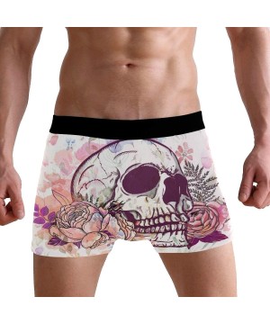 Boxer Briefs Mens No Ride-up Underwear Japanese Food Ramen Noodle Boxer Briefs - Floral Skull - CI18Y9DNRNY