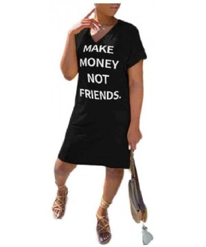 Nightgowns & Sleepshirts Women's Lounge Short Sleeves Letter Printed Everyday Cozy Mini Dress - Black - CV199A2XDT3