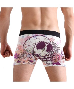 Boxer Briefs Mens No Ride-up Underwear Japanese Food Ramen Noodle Boxer Briefs - Floral Skull - CI18Y9DNRNY