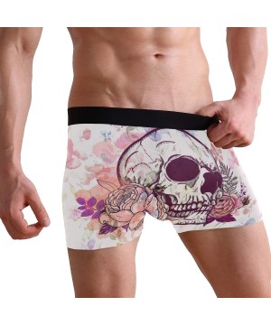 Boxer Briefs Mens No Ride-up Underwear Japanese Food Ramen Noodle Boxer Briefs - Floral Skull - CI18Y9DNRNY