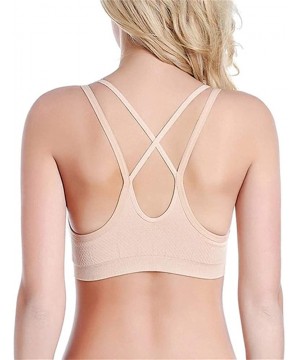 Bras Women Camisole with Built-in Bra Spaghetti Strap Comfortable Yoga Workout Tank Tops - Nude - C718AI6KZEM