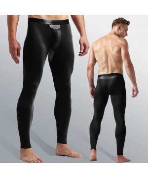 Thermal Underwear Men's Thermal Underwear Pants Modal Thermal Bottoms Long Johns Pants Underwear with Separate Pouch - Black(...