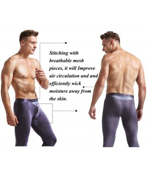 Thermal Underwear Men's Thermal Underwear Pants Modal Thermal Bottoms Long Johns Pants Underwear with Separate Pouch - Black(...