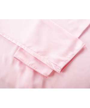 Sets Womens Pajamas Set Button Down Long Sleeve Sleepwear Soft Silk Nightwear Pj Sets - Pink - CK1947O66M7