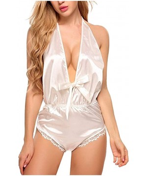 Garters & Garter Belts Sexy Lingerie for Women Silk Pajamas Sexy Satin Underwear Jumpsuit Bodysuit Teddy Lingerie Sleepwear -...