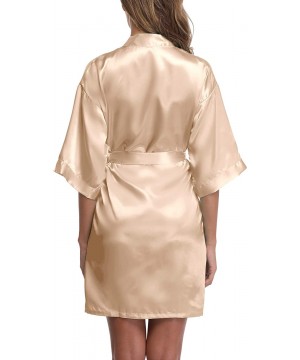 Robes Women's Short Satin Kimono Robe for Bridal Party Bathrobe Wedding Dressing Gown - P-champagne - CW18ZXY0GIY