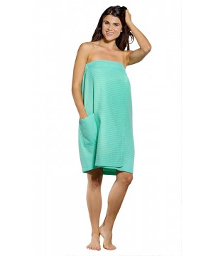 Robes Lightweight Knee Length Spa/Bath Waffle Body Wrap with Adjustable Touch Fastener - Mint Green - CV188MCZDSL