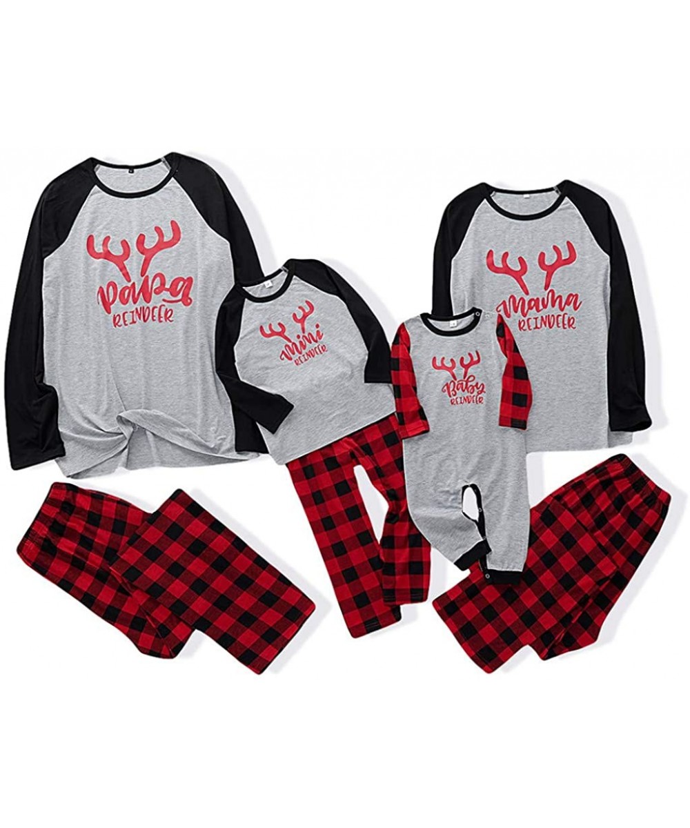 Sleep Sets Family Christmas Pajamas PJ Sets Plaid Letters Tee and Pants Loungewear Sleepwear Home Set Tracksuit - Women-gray ...