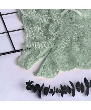 Sets Ladies Transparent Open Cut Embroidery can Adjust Women's Sexy Underwear - Green - CG18AGR834D