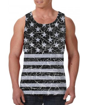 Undershirts Men's Fashion Sleeveless Shirt- Summer Tank Tops- Athletic Undershirt - Vintage Usa Flag Retro American Flag - CG...