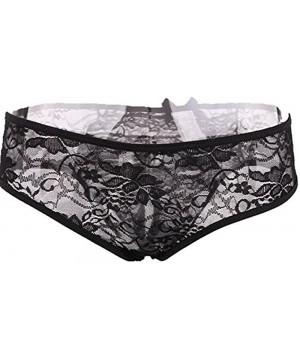 Panties Sexy Plus Size Panties for Women Lace Thong Panties Mid Waist Underwear - Black - CV188ULGL3W