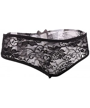 Panties Sexy Plus Size Panties for Women Lace Thong Panties Mid Waist Underwear - Black - CV188ULGL3W