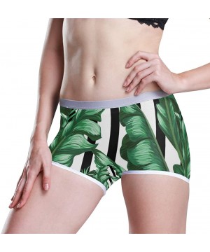 Panties Boyshort Panties Women's Happy Sea Turtle Soft Underwear Briefs - Tropic Palm Banana Leaf and Plants - C518SXYU8WU