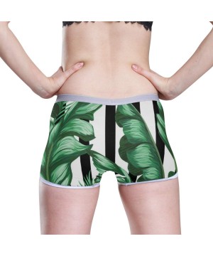 Panties Boyshort Panties Women's Happy Sea Turtle Soft Underwear Briefs - Tropic Palm Banana Leaf and Plants - C518SXYU8WU