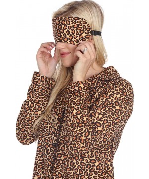 Sets Women's Printed Flannel Pajama Set with Eye Mask - Brown Cheetah - CG18XARGNYC