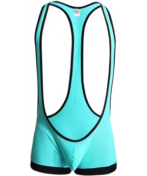 Boxer Briefs Men's Sexy Lingerie Bodysuit Boxer Briefs Suspenders Singlet Underwear - 1601-sky Blue - C612N7AFXFZ