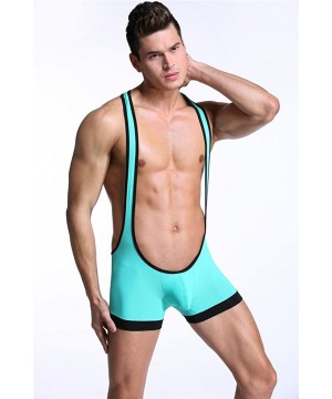 Boxer Briefs Men's Sexy Lingerie Bodysuit Boxer Briefs Suspenders Singlet Underwear - 1601-sky Blue - C612N7AFXFZ