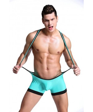 Boxer Briefs Men's Sexy Lingerie Bodysuit Boxer Briefs Suspenders Singlet Underwear - 1601-sky Blue - C612N7AFXFZ