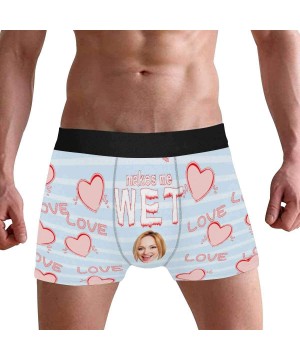 Boxers Custom Funny Face Boxers Briefs for Men Boyfriend- Customized Underwear with Picture Love Heart Makes Me Wet All Gray ...