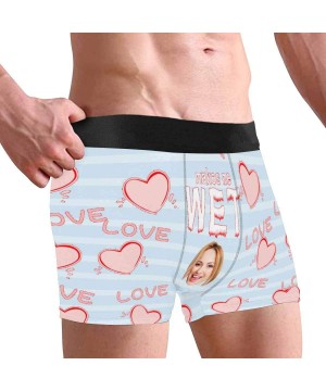 Boxers Custom Funny Face Boxers Briefs for Men Boyfriend- Customized Underwear with Picture Love Heart Makes Me Wet All Gray ...