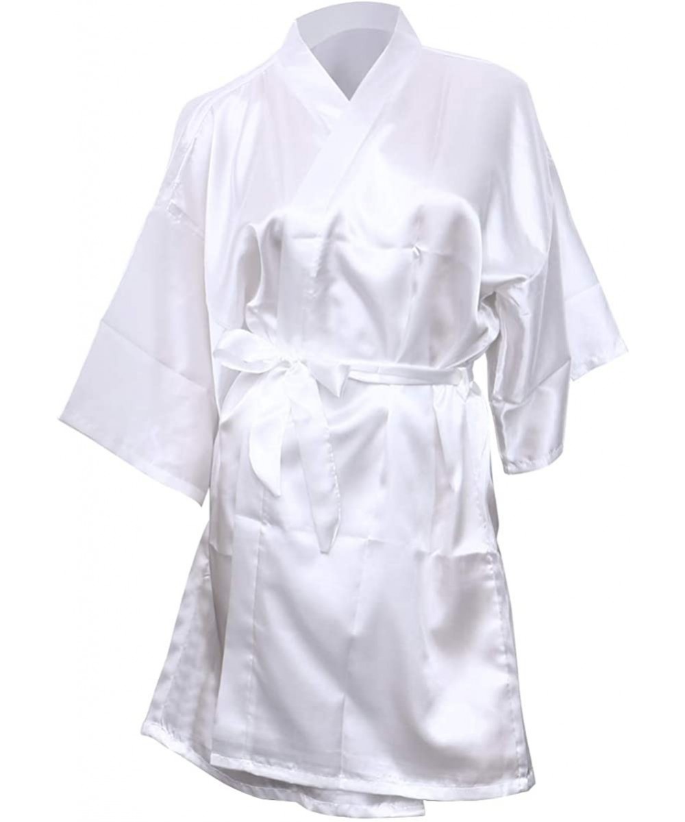 Robes Womens Short Bridal Kimono Robe Wedding Dress Nightgown Bridesmaid Sleepwear - White 2 - CX190WU4L35