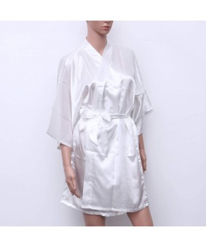 Robes Womens Short Bridal Kimono Robe Wedding Dress Nightgown Bridesmaid Sleepwear - White 2 - CX190WU4L35