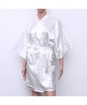 Robes Womens Short Bridal Kimono Robe Wedding Dress Nightgown Bridesmaid Sleepwear - White 2 - CX190WU4L35