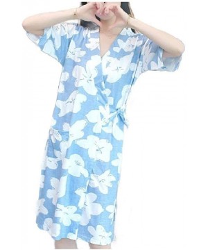 Nightgowns & Sleepshirts Women Lounger Plus-Size Cotton Nightwear Printing Kimono Sleepwear - As6 - C619E7CTS4M