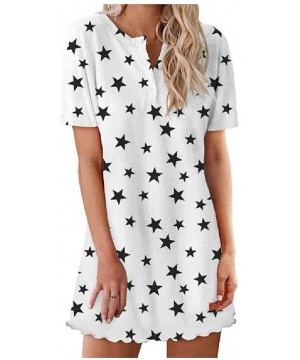 Nightgowns & Sleepshirts Womens Lips Short Dress Short-Sleeve Floral Printed Everyday Nightgown - As1 - CX1900GYW99