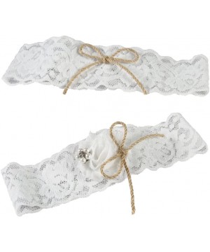 Garters & Garter Belts Garter Set- Small- Emma Lace- White - White - C611LMVZ9XB