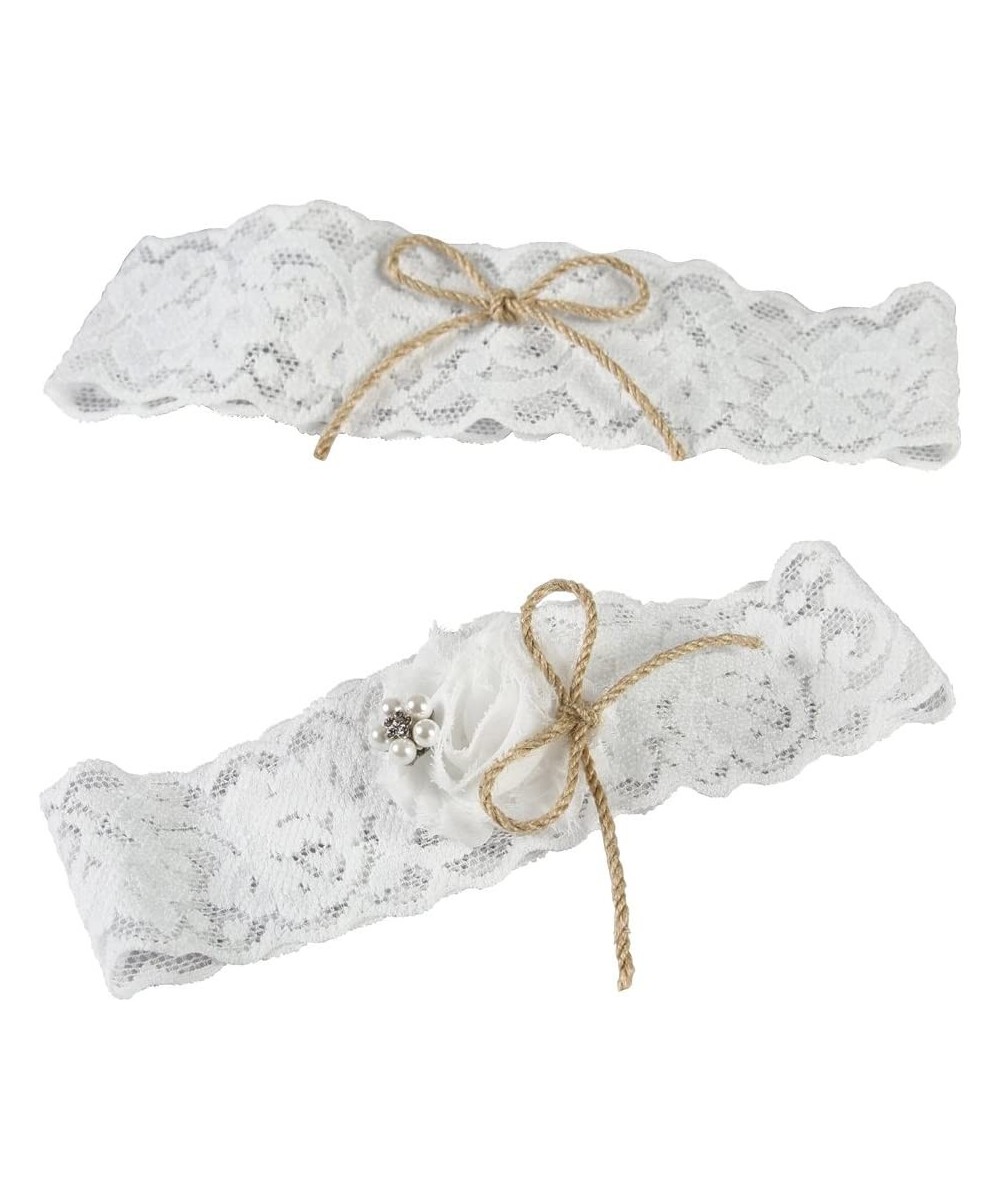 Garters & Garter Belts Garter Set- Small- Emma Lace- White - White - C611LMVZ9XB