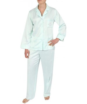 Sets Pajama Set - Women's PJ Top and Bottoms Made with Jacquard Brushed Back Satin - Mint - CC18XL7CTQK