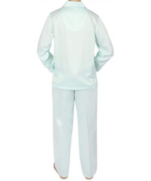 Sets Pajama Set - Women's PJ Top and Bottoms Made with Jacquard Brushed Back Satin - Mint - CC18XL7CTQK