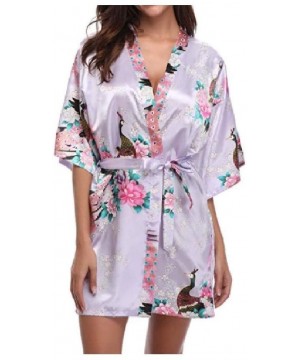 Robes Womens Nightwear Sleepwear Lounger Baggy Charmeuse Peacock Lounge Robe AS2 XS - As2 - C119DCZMT6C