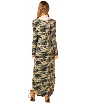 Nightgowns & Sleepshirts Women's Camouflage Long French Terry Knit Nightgown Dress - Camouflage - CQ18IR4EQKT