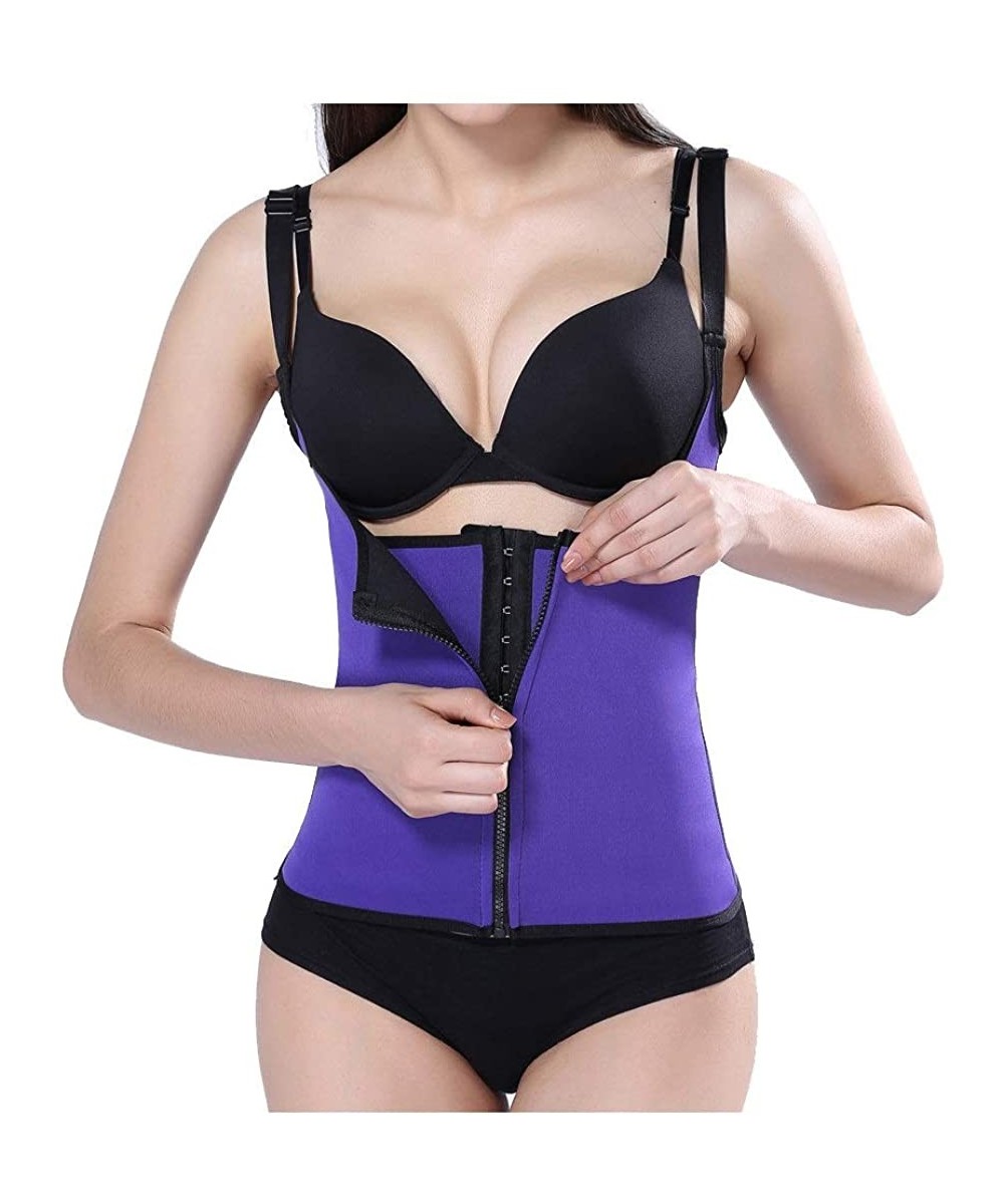 Shapewear Women Shaper Vest Zipper Body Shaper Slimming Vest Waist Trainer Belt - Purple - CY19C5ND8EQ