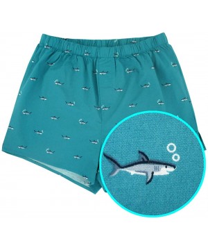 Boxers Men's Colorful Funny Animal All Over Print Cotton Boxer Shorts S-XXL - Teal Blue Sharks - CD193RX2KCL