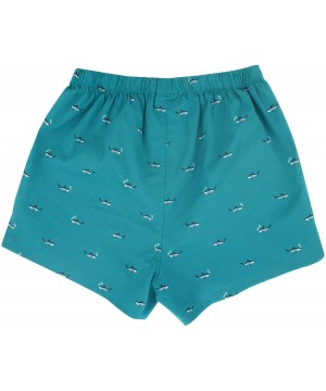 Boxers Men's Colorful Funny Animal All Over Print Cotton Boxer Shorts S-XXL - Teal Blue Sharks - CD193RX2KCL