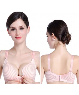 Bustiers & Corsets Women Adjustable Suckling Front Closure Extra-Elastic Breathable Stripe Trim Bra - Pink - CI18ZQSKR8O