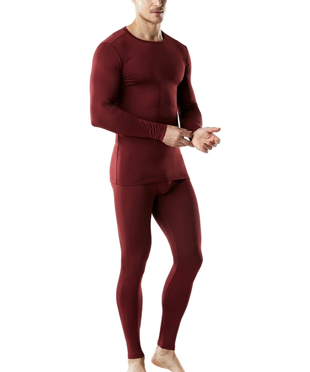 Thermal Underwear Men's Thermal Underwear Set- Microfiber Soft Fleece Lined Long Johns- Winter Warm Base Layer Top & Bottom -...