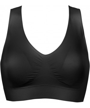 Bras Women's Ultra Soft Wirefree Wide Straps Comfort Bra - Black - CT11DN6FS11