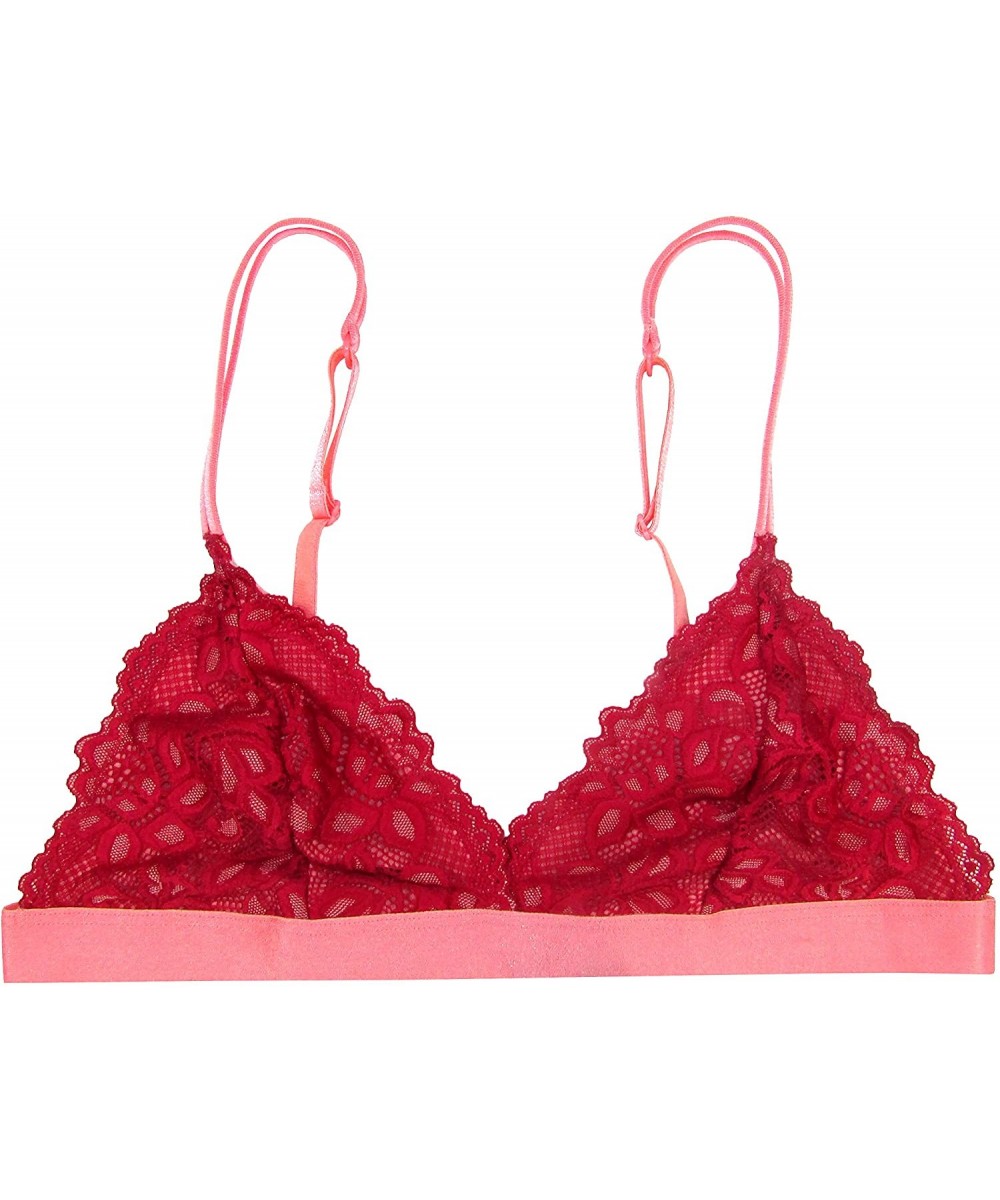 Bras Lacy Twin Strap Bralette - Persian Red - CQ18W6RLZAG