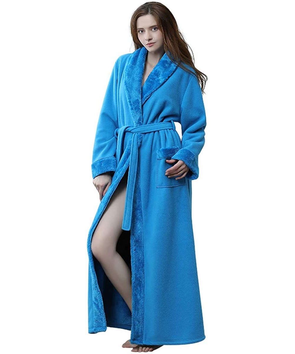 Robes Women's Bathrobe Fall and Winter Morning Garment Flannel Spliced Robes Thickened Nightgown Cross-Border Sleepwear - Lig...