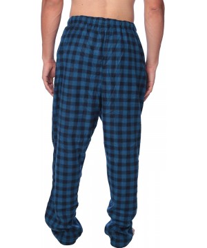 Sleep Bottoms Men's PJ Pajama Fleece Lounge Plaid Bottoms Pants Microfleece (Single or 3 Pack)- 12 Colors - Buffalo Blue - CI...